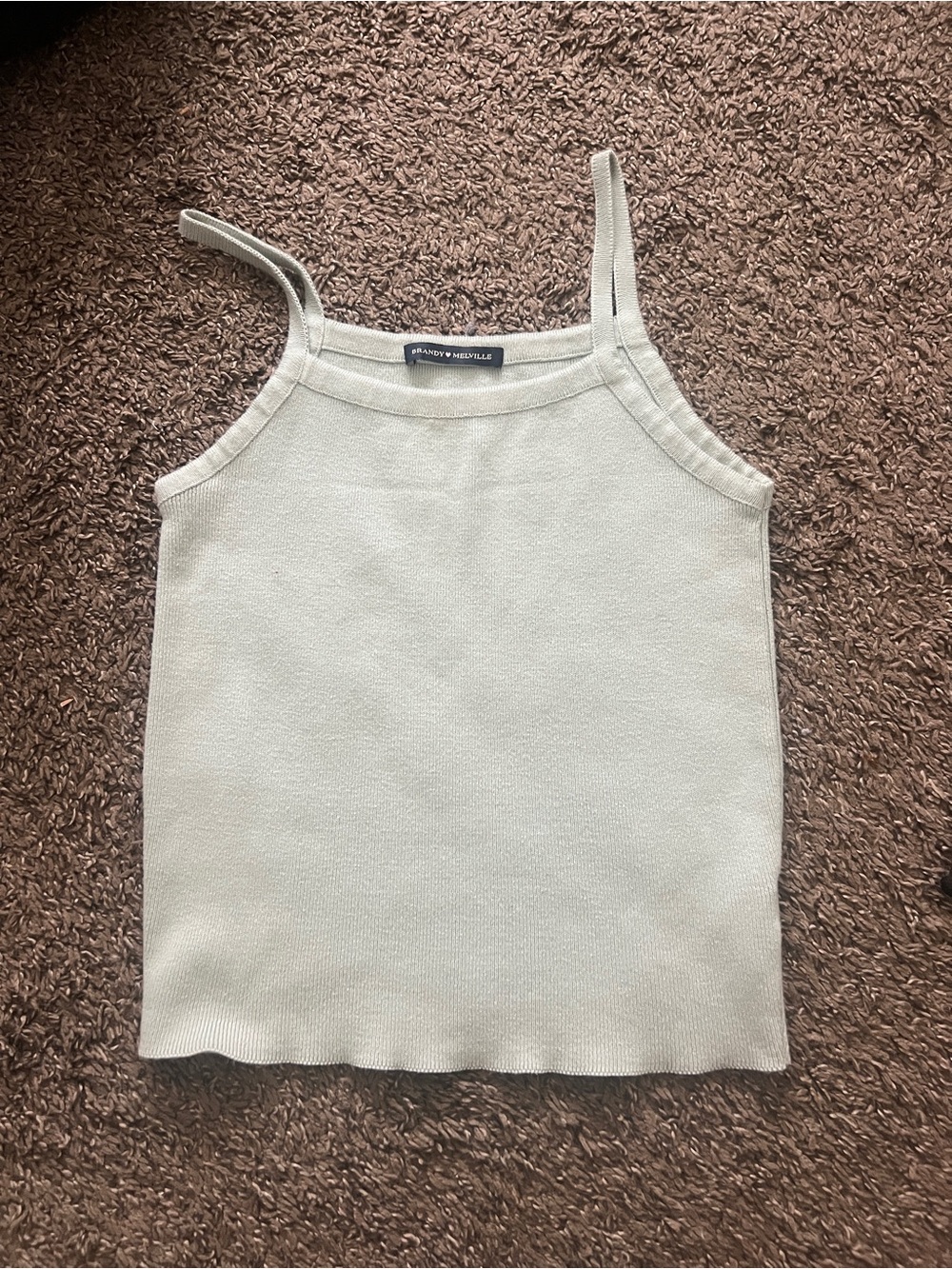 Brandy Melville Mint/light green Ribbed Square-Neck Tank Top